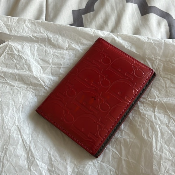 Dior Red Leather Card Wallet PreLoved - Picture 10 of 14